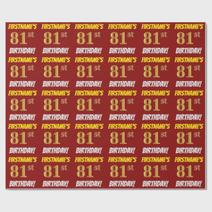 Papel De Presente Vermelho, falso/ouro de imitação, "81st