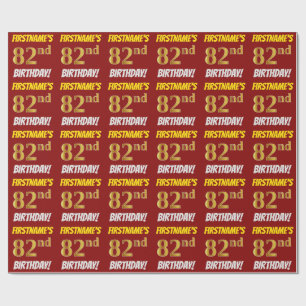 Papel De Presente Vermelho, falso/ouro de imitação, "82nd