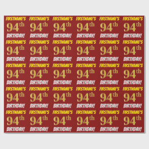 Papel De Presente Vermelho, falso/ouro de imitação, "94th