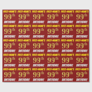 Papel De Presente Vermelho, falso/ouro de imitação, "99.o