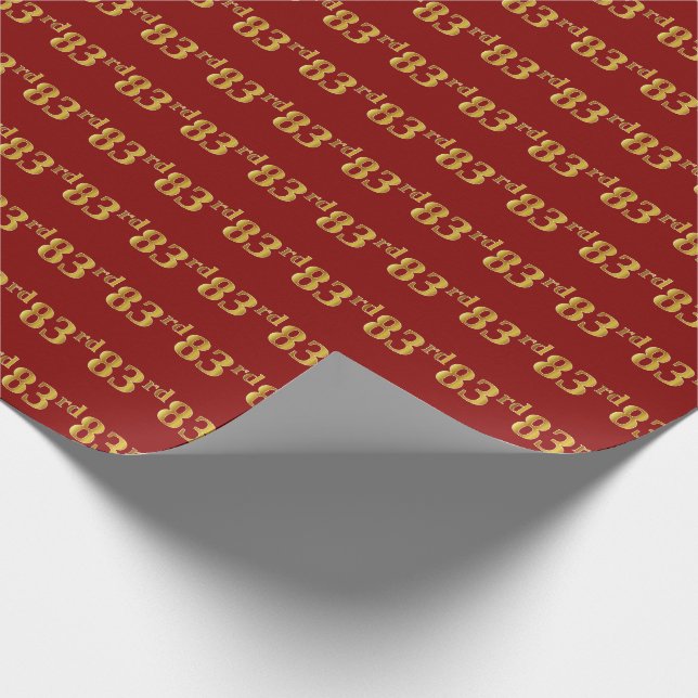 Papel De Presente Vermelho, Faux Dourado 83º (oitenta e três) Evento (Ponta)