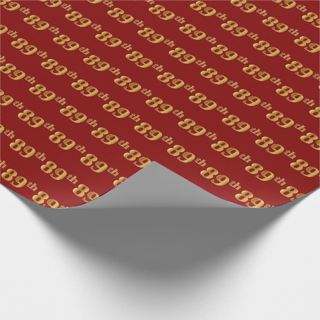 Papel De Presente Vermelho, Faux Dourado 89º (oitenta e nove) Evento (Ponta)
