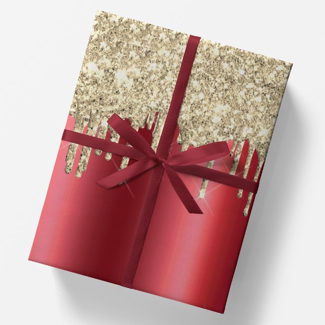 Papel De Presente Vermelho Metálico Natal e Coleta 14 k Dourada Lent (Criador carregado)
