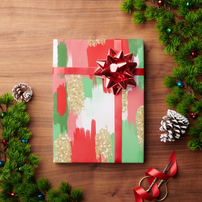 Papel De Presente Vermelho, Natal Verde Brushaft (Presente de Natal)