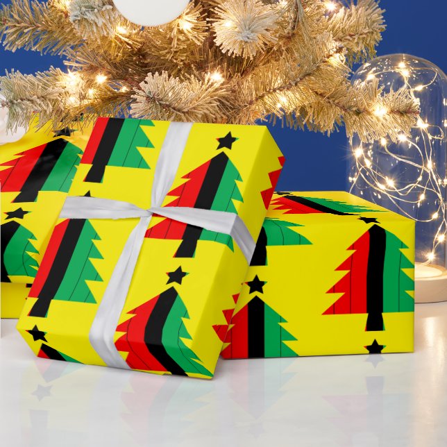 Papel De Presente Vermelho Negro Verde Kwanzaa Árvore de Natal Amare (Feriados)