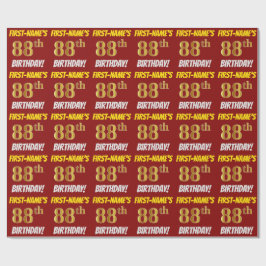 Papel De Presente Vermelho, Ouro Falso/Imitação, "ANIVERSÁRIO DE 88 