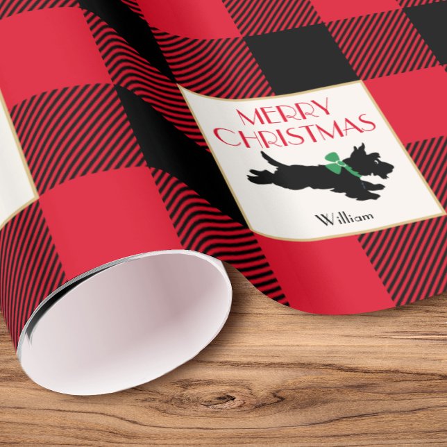 Papel De Presente Vermelho Personalizado de Cachorro Escocês de Nata (Criador carregado)