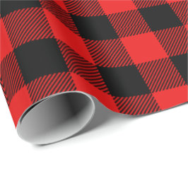 Papel De Presente Vermelho Preto Retro Natal Férias Tartan Plaid
