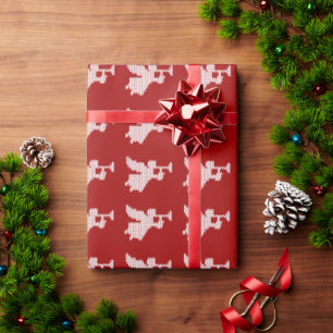 Papel De Presente VERMELHO religioso cristão do Natal do anjo da