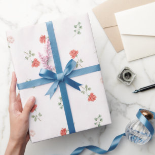 Papel De Presente Vermelho Romântico Rosas Cor-de-rosa Amor