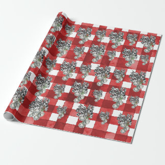 Papel De Presente Vermelho Rústico Gingham Noël
