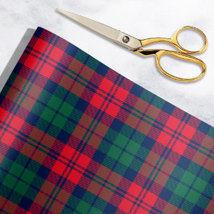 Papel De Presente Vermelho Rústico, Verde e Tartã de Natal Azul-Mari