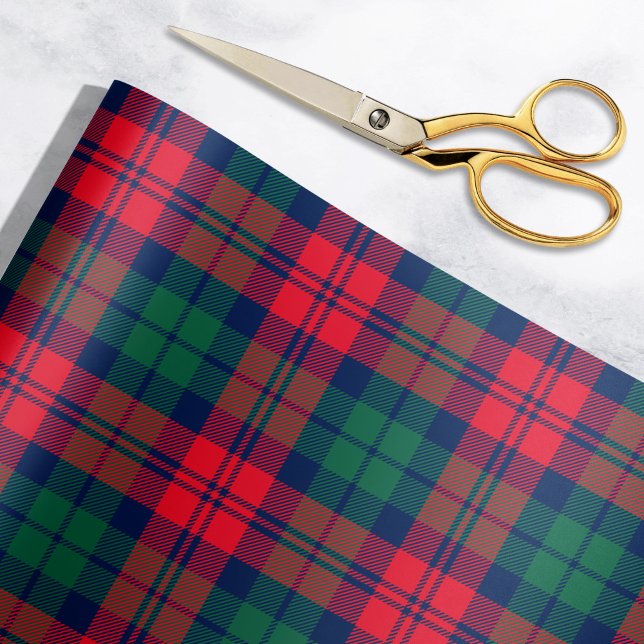 Papel De Presente Vermelho Rústico, Verde e Tartã de Natal Azul-Mari (Criador carregado)