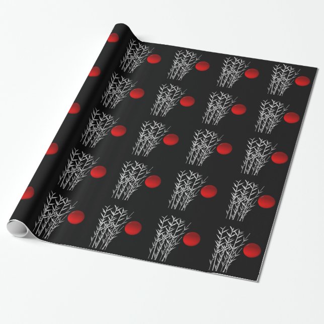 Papel De Presente Vermelho-sol preto branco (Desenrolado)