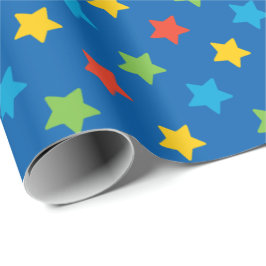 Papel De Presente Vermelho, teste padrão de estrelas amarelas e