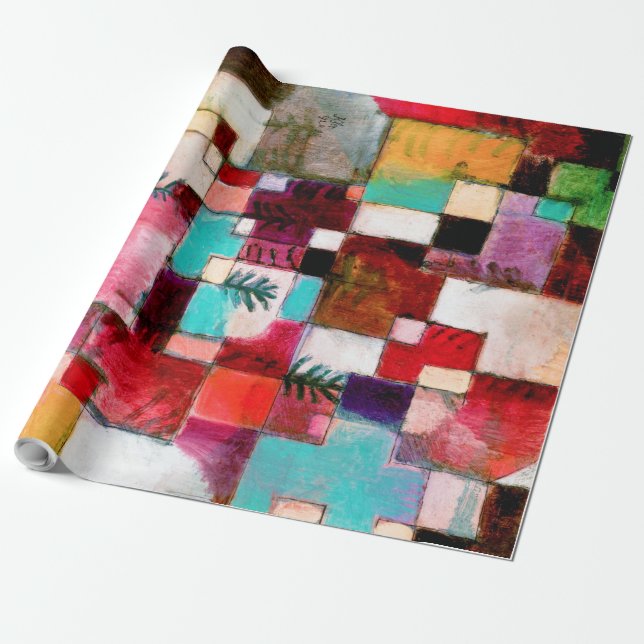 Papel De Presente Vermelho Verde e Violeta, Paul Klee (Desenrolado)