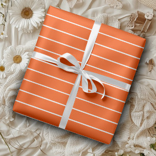 Papel De Presente Vermelho Vermelhão e Branco Listras Horizontais Fi