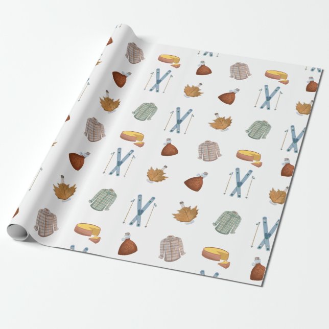 Papel De Presente Vermont Autumn Maple Syrup Flannel Season (Desenrolado)