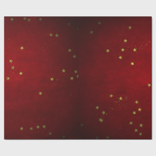 Papel De Presente Verniz Cereja Estrela Dourada