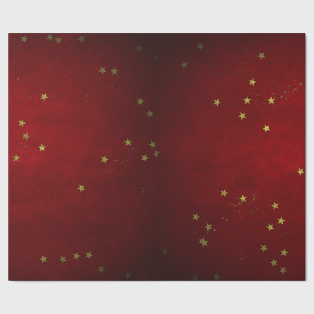 Papel De Presente Verniz Cereja Estrela Dourada (Barra)
