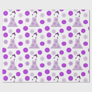 Papel De Presente vestido lilás sobre branco