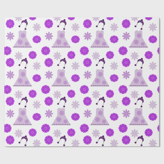 Papel De Presente vestido lilás sobre branco (Aberto)
