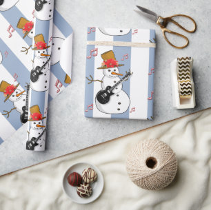 Papel De Presente Vestido Natal Blue & White Strike Snowman