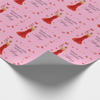 Papel De Presente Vestido vermelho de aniversário de 40 anos elegant