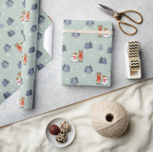 Papel De Presente Vestidos de Natal Tree Snowman Noel