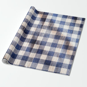 Papel De Presente vestimenta azul de gingham, camisas textura do tec