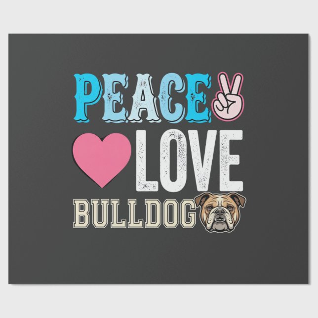Papel De Presente Vetor Bulldog Paz Amor (Aberto)