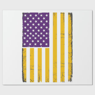 Papel De Presente Vetor de bandeira americana roxa e dourada desgast