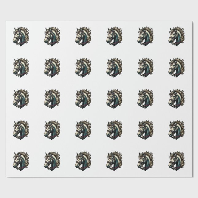 Papel De Presente Vetor de Cabeça de Cavalo de Gravura Antiga (Aberto)