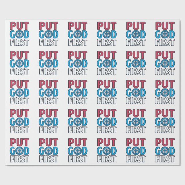 Papel De Presente Vetor de Citação Cristã Coloque Deus em Primeiro L (Aberto)