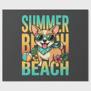 Papel De Presente Vetor de férias de cão de praia de verão