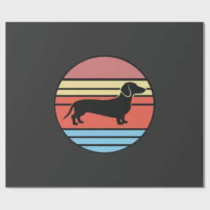 Papel De Presente Vetor de pôr do sol de Dachshund retrô