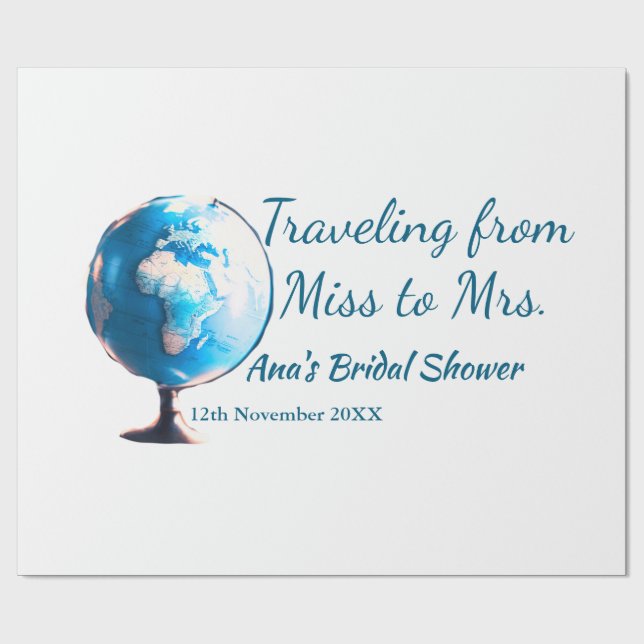 Papel De Presente Viagem chá de noiva adicionar nome data senhorita  (Aberto)