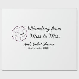 Papel De Presente Viagem chá de noiva adicionar nome data senhorita 