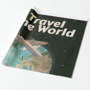 Papel De Presente Viagem do poster vintage de ficção da World Scie
