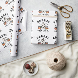 Papel De Presente Vibes Fofas e Assustadoras Fantasma e Abóbora Coqu