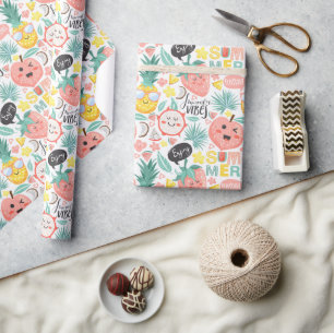 Papel De Presente Víblias de Verão da Fruta tropical