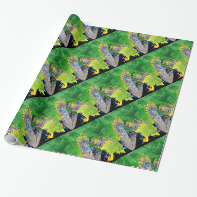 PAPEL DE PRESENTE VIBRAÇÕES DE MATÉRIA, MULHER FRACTAL NO AMARELO VE (Desenrolado)