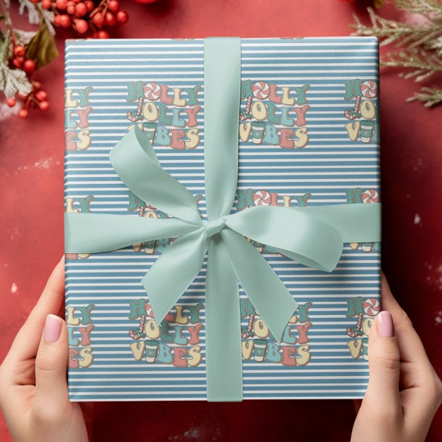 Papel De Presente Vibrações Natalinas Retro de Natal (Criador carregado)