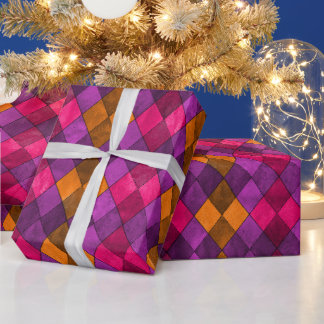 Papel De Presente Vibrant Argyle Diamouros Gift Wrap