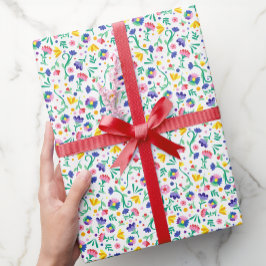 Papel De Presente Vibrant Fiesta Floral Design do Partido Mexicano