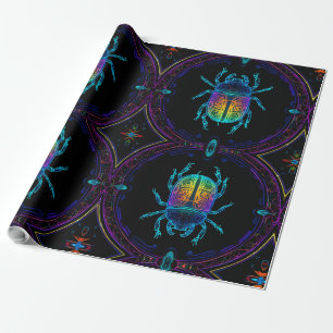 Papel De Presente Vibrant Neon Scarab