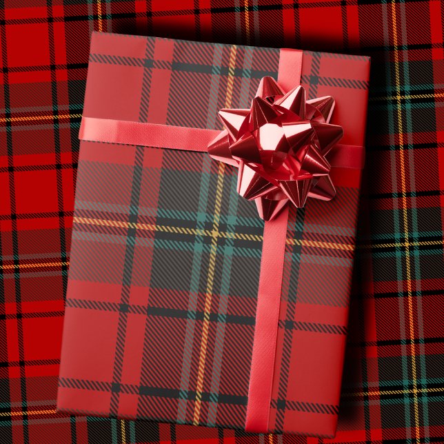 Papel De Presente Vibrant Red and Black Scottish Tartan Plaid (Criador carregado)