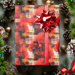 Papel De Presente Vibrant Red Urban Inspirou Wrap