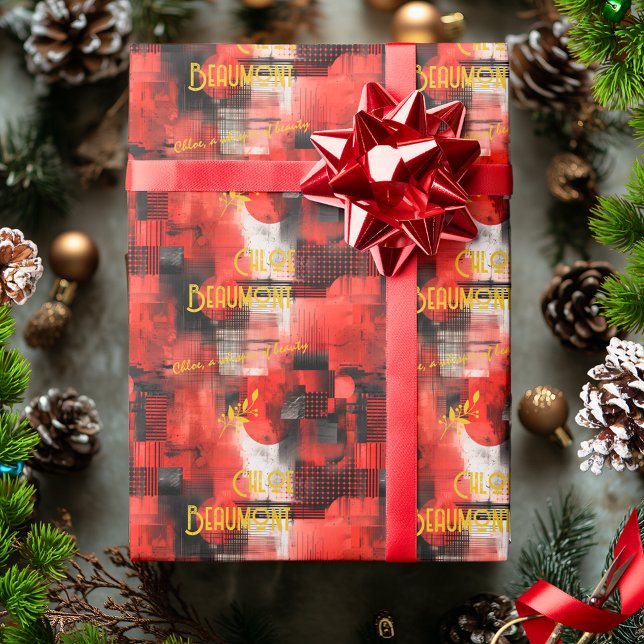 Papel De Presente Vibrant Red Urban Inspirou Wrap (Criador carregado)