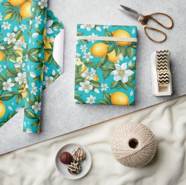 Papel De Presente Vibrant Retro Citrus Medley Christmas (Artesanato)